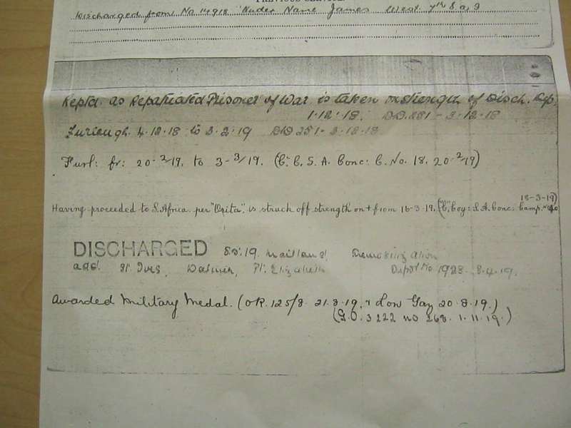WW 1 GV military medal with service papers.